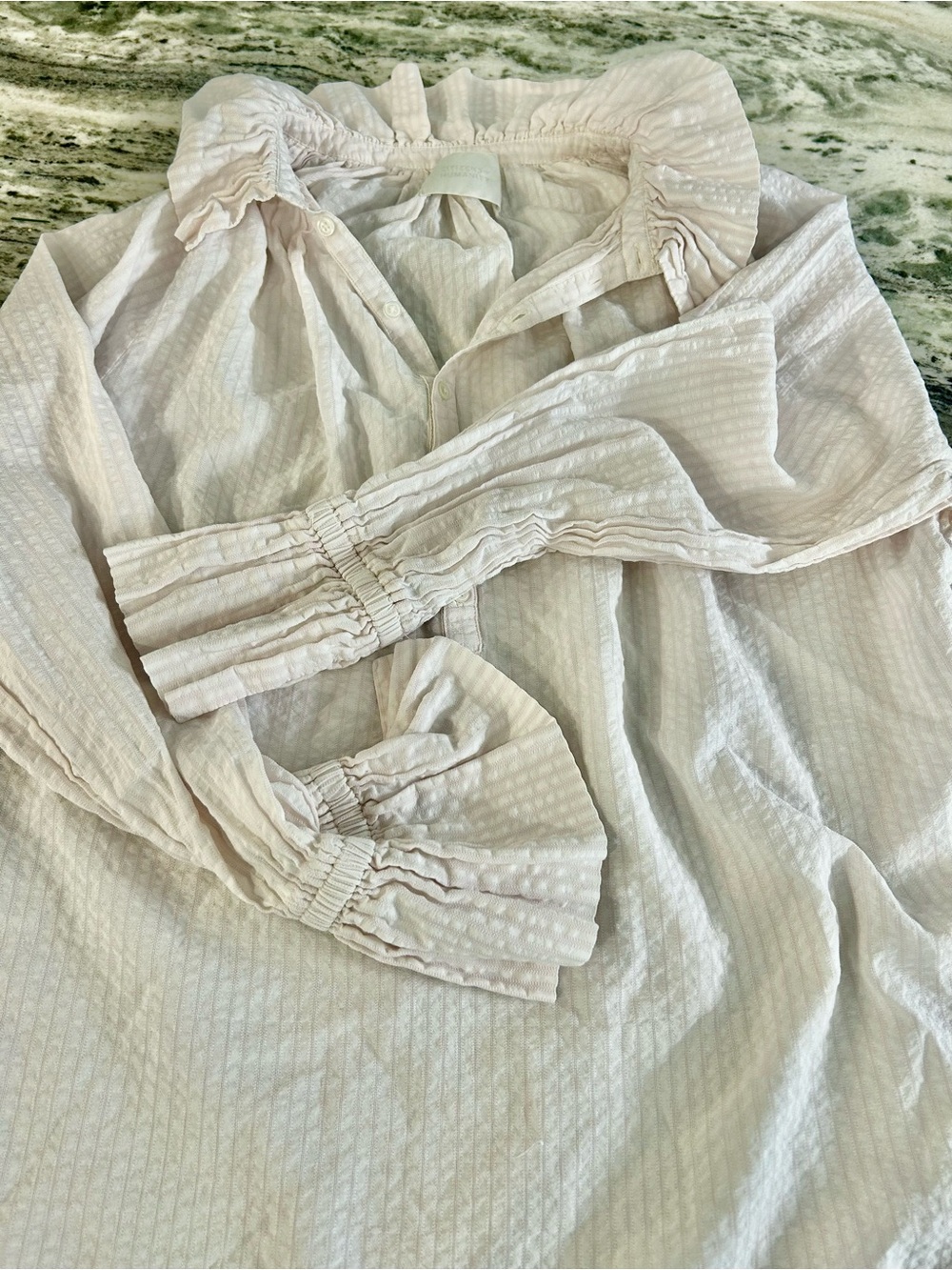 Citizens Of Humanity Cream Textured Button-Down Long Sleeve Shirt